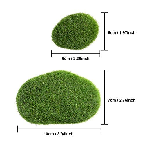 TecUnite 20 Pieces Artificial Moss Rocks Decorative Faux Green