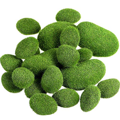 12 PCS Artificial Moss Rocks Decorative,Artificial Fake Rock, Fake