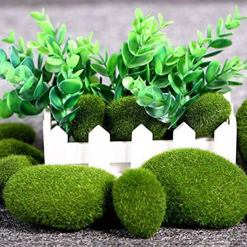 TecUnite 20 Pieces Artificial Moss Rocks Decorative Faux Green Moss Covered Stones (3 Size)