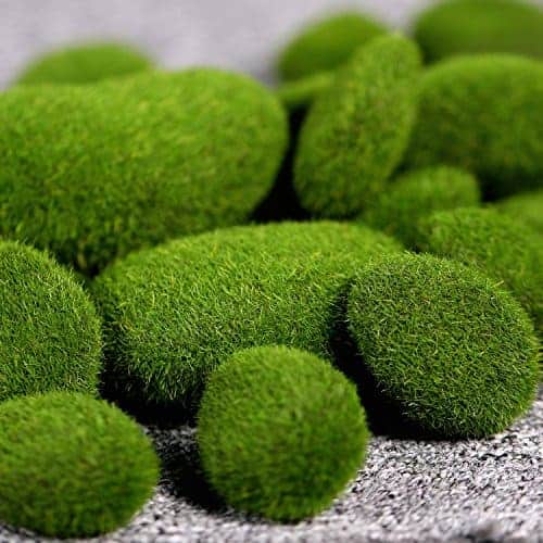 TecUnite 20 Pieces Artificial Moss Rocks Decorative Faux Green