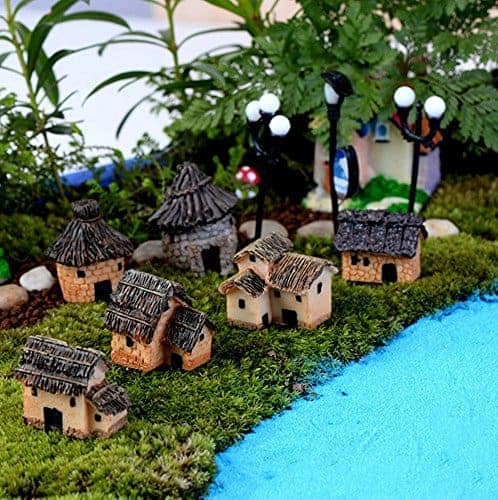 6 Pcs Mini Resin Village House Fairy Garden Kits Figurines For