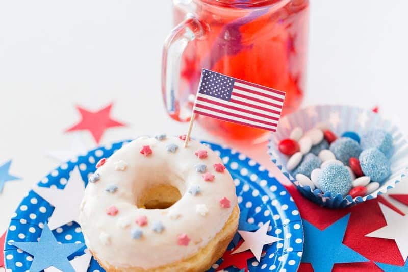 Donut With Juice And Candies On Independence Day