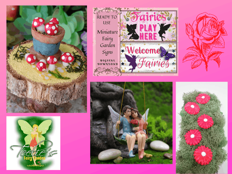 Pink, Red and White Fairy Gardens