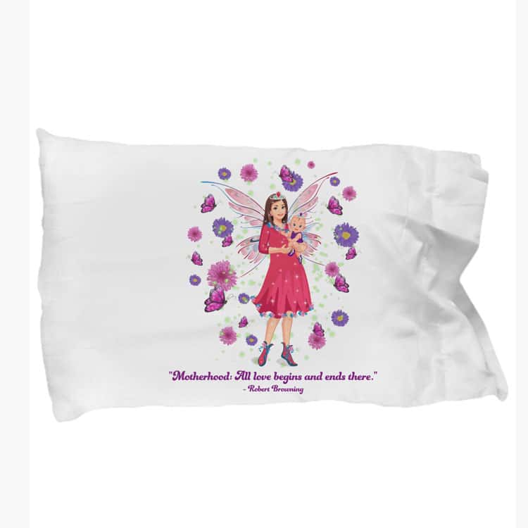 mariane the mother’s day fairy floral background and border pillowcases