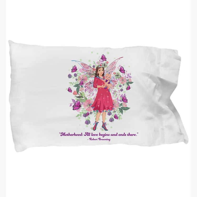 mariane the mother’s day fairy with the floral wreath pillowcases
