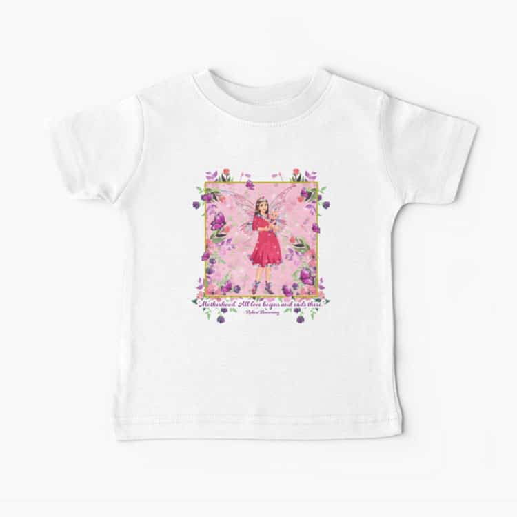 pink background and floral border baby t shirt