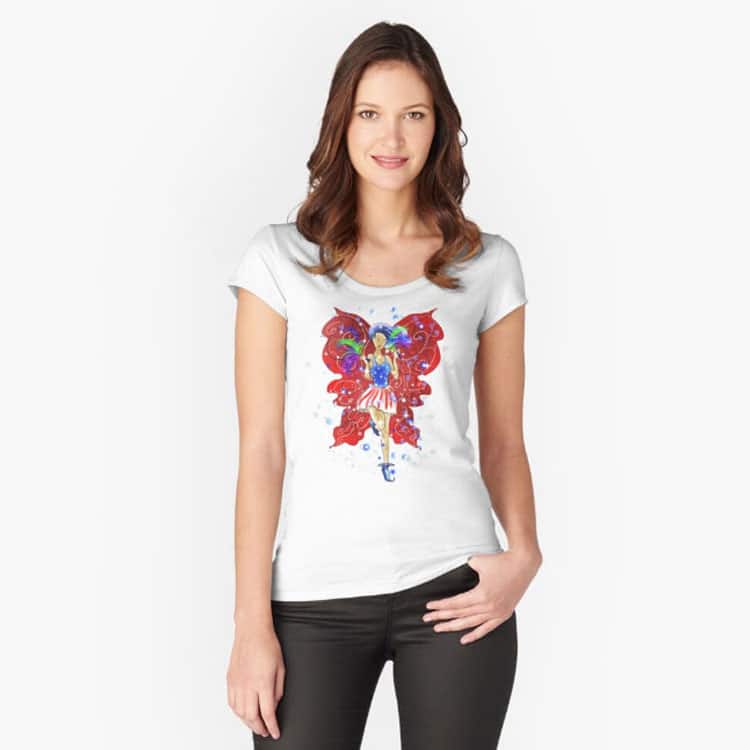 patriotic patsy the 4th of july fairy fitted scoop t shirt