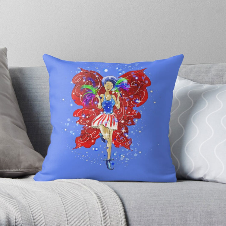 patriotic patsy the 4th of july fairy throw pillow