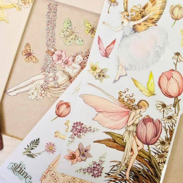 affordable transfers! fairy flowers rub on furniture and decor
