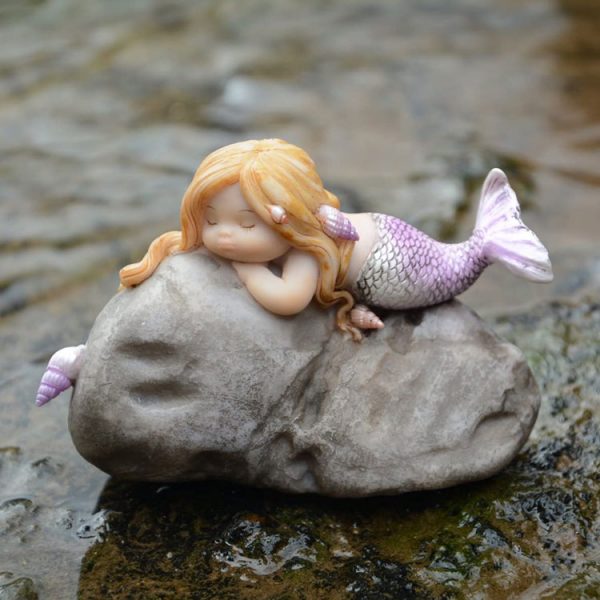 top collection miniature fairy garden and terrarium little mermaid on rock statue