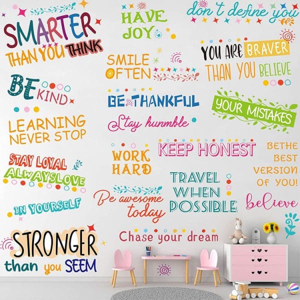 2 pieces colorful inspirational sayings decals motivational quotes wall stickers