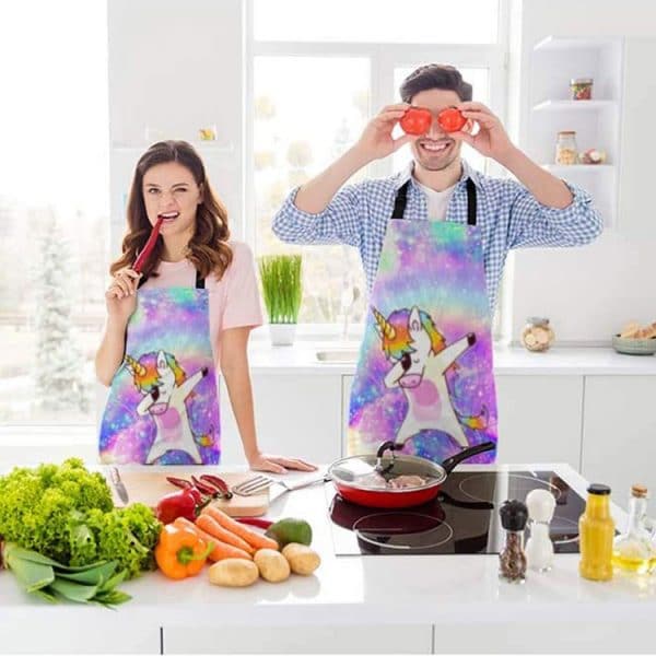 beabes rainbow unicorn kitchen bib apron
