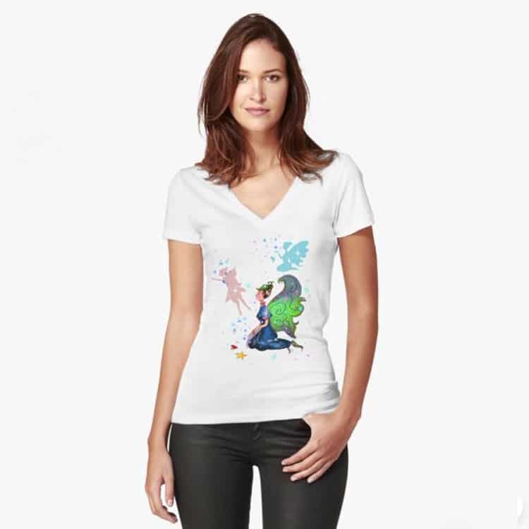delicia the decal fairy fitted v neck t shirt