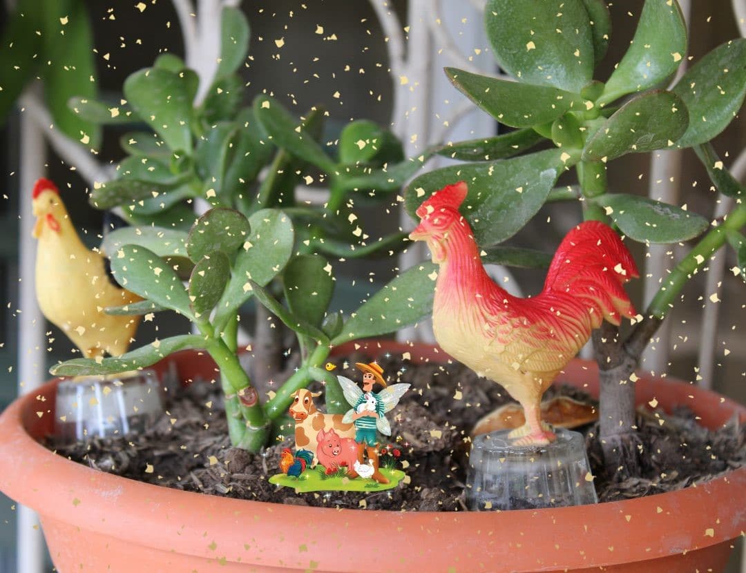 chicken fairy garden