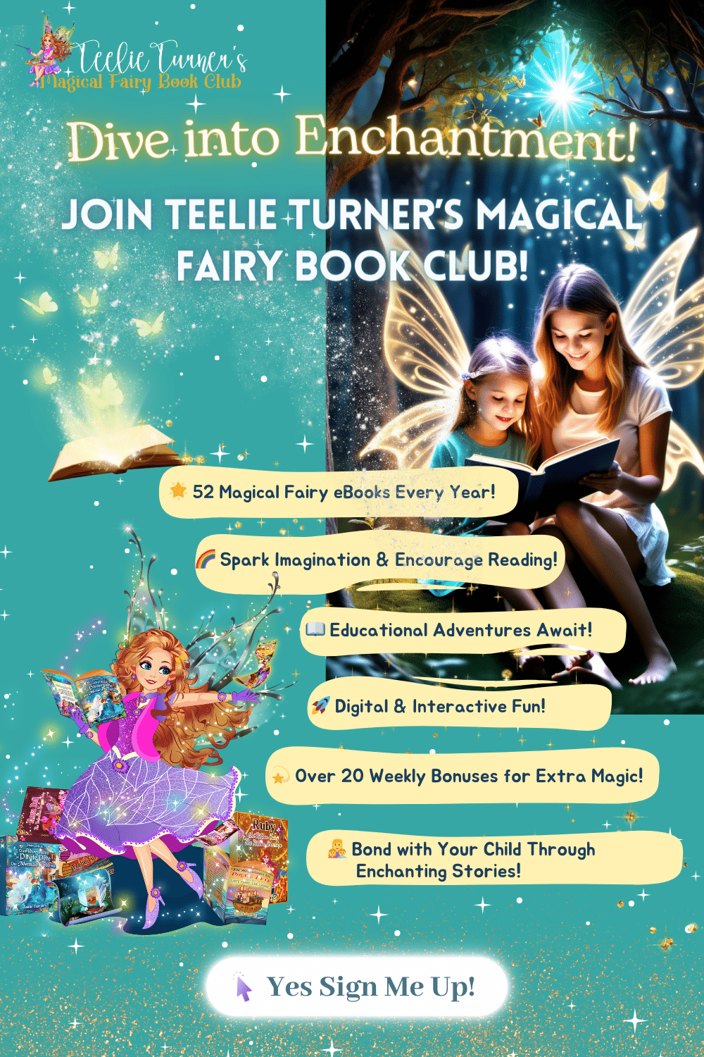 teelie turner’s magical fairy book club (pinterest pin)