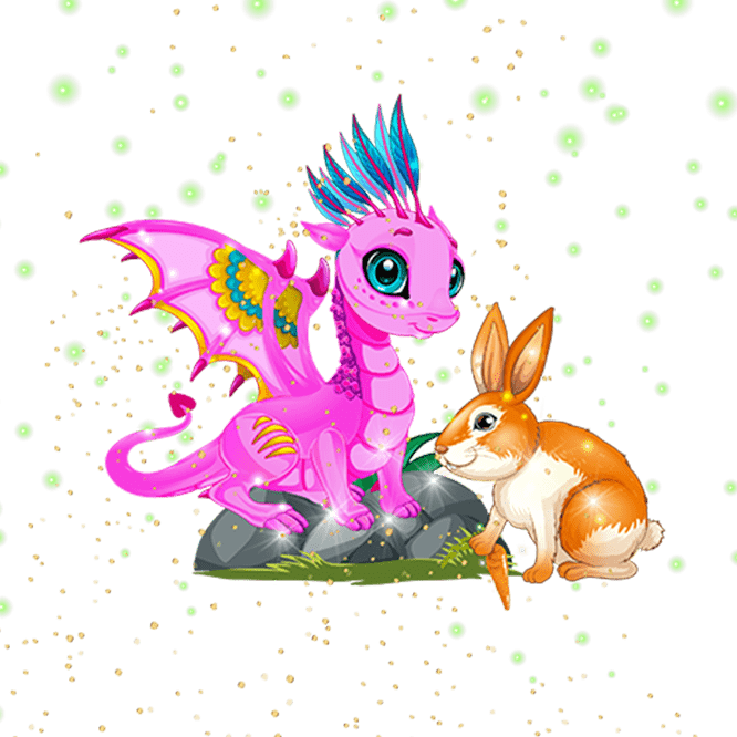 hope's magical pink dragon and easter bunny