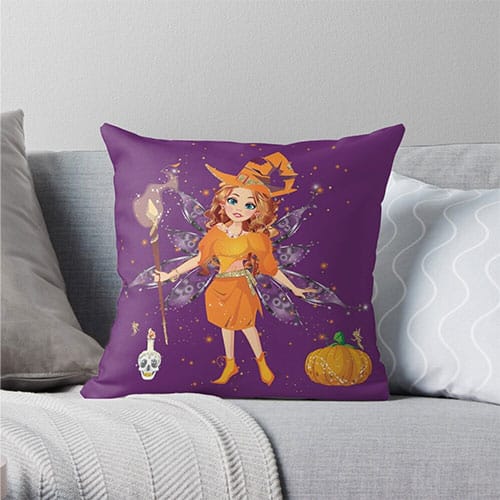 felicia’s enchanted halloween throw pillow