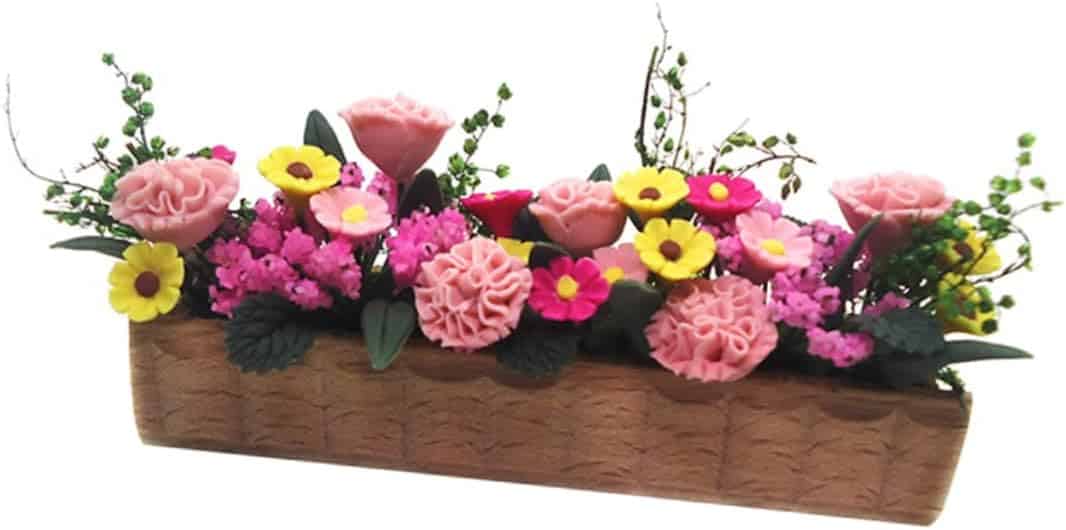 7 doll house wooden potted flower table decor