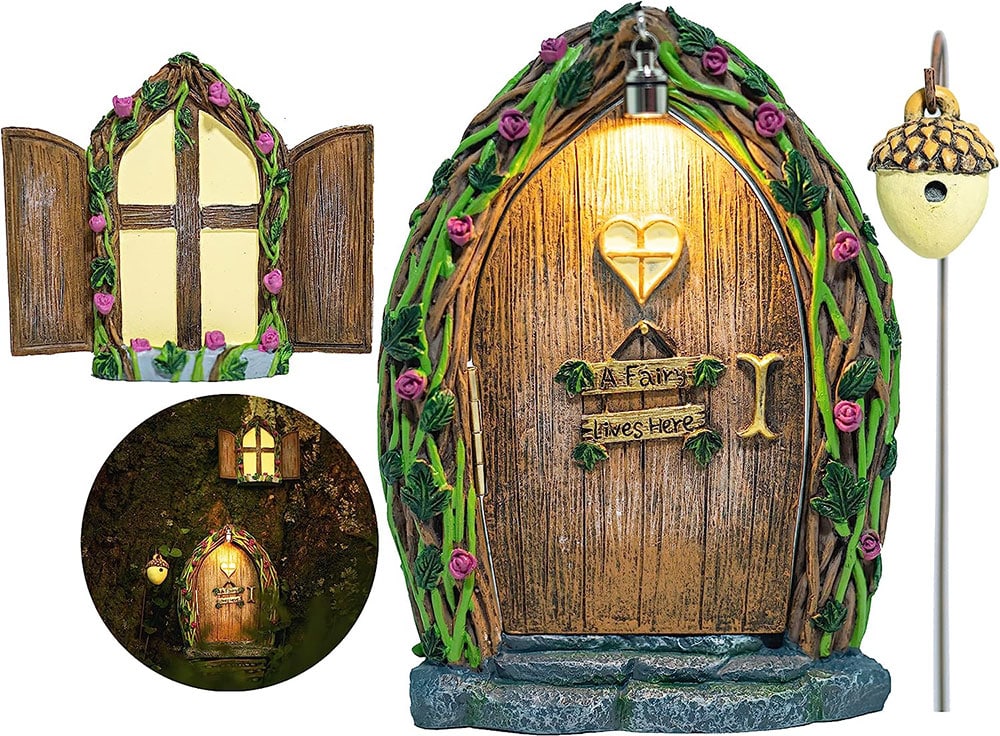 1 opening fairy door and window for trees with light