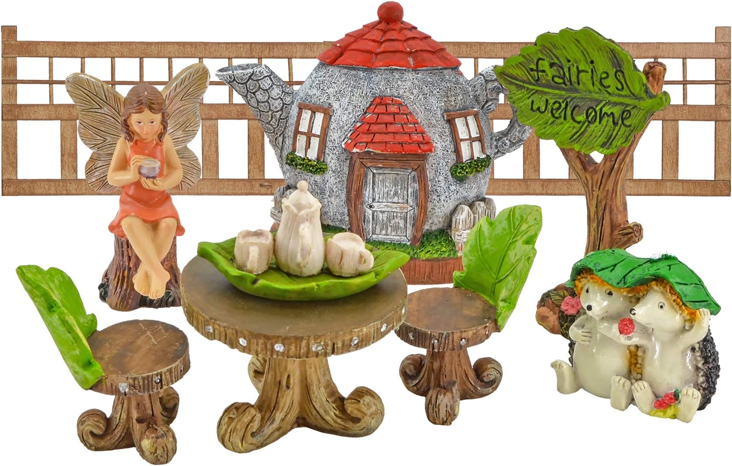 5 arcadia garden products fg31 tea party fairy garden kit 11 piece