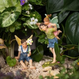 boy & girl garden fairies fairies for miniature gardens fairy garden kit, 4 pieces