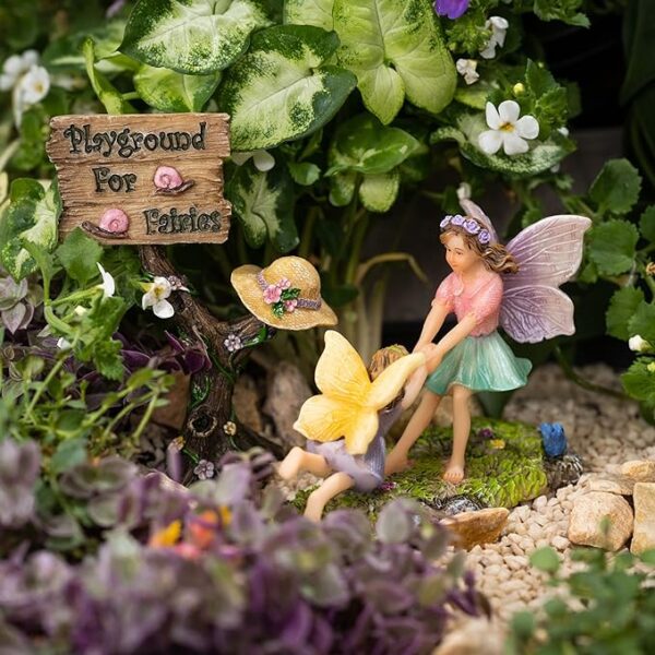 boy & girl garden fairies fairies for miniature gardens fairy garden kit, 4 pieces