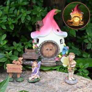 fairy garden accessories kit hand painted miniature fairy house & fairies set of 4 pcs