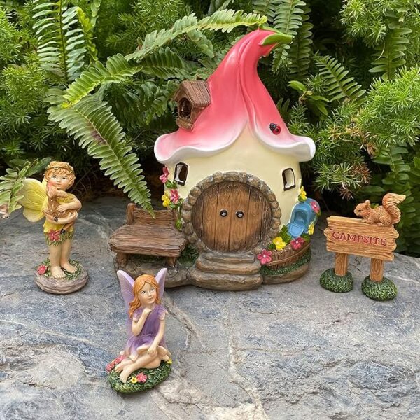 fairy garden accessories kit hand painted miniature fairy house & fairies set of 4 pcs
