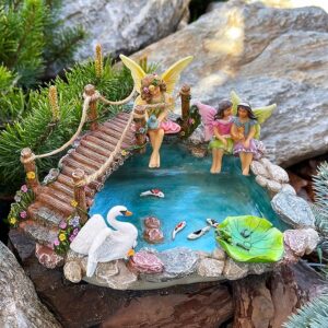fairy garden fish pond kit miniature bridge set of 6 pcs
