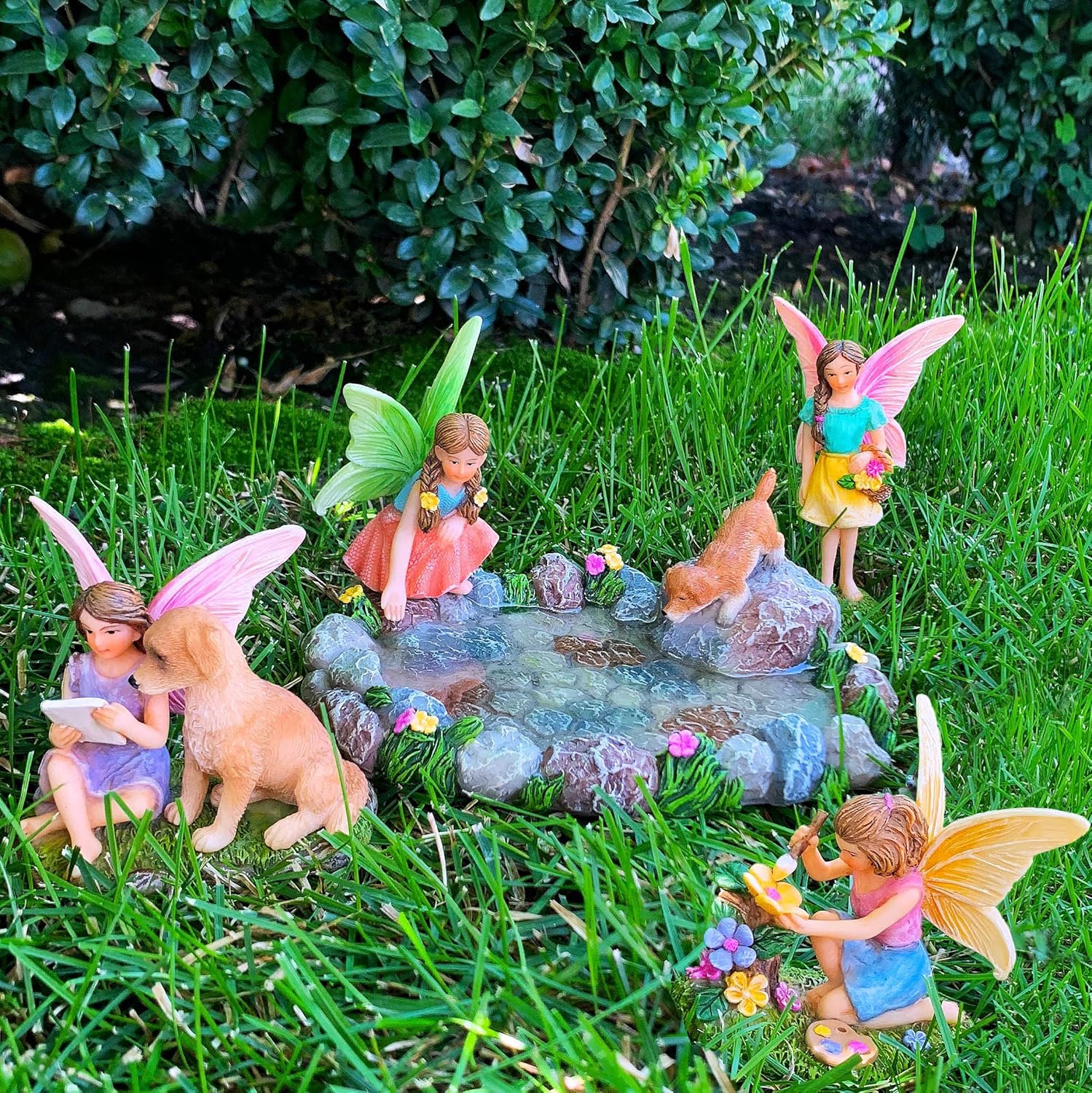 fairy garden miniature pond kit figurines & accessories set of 5 pcs