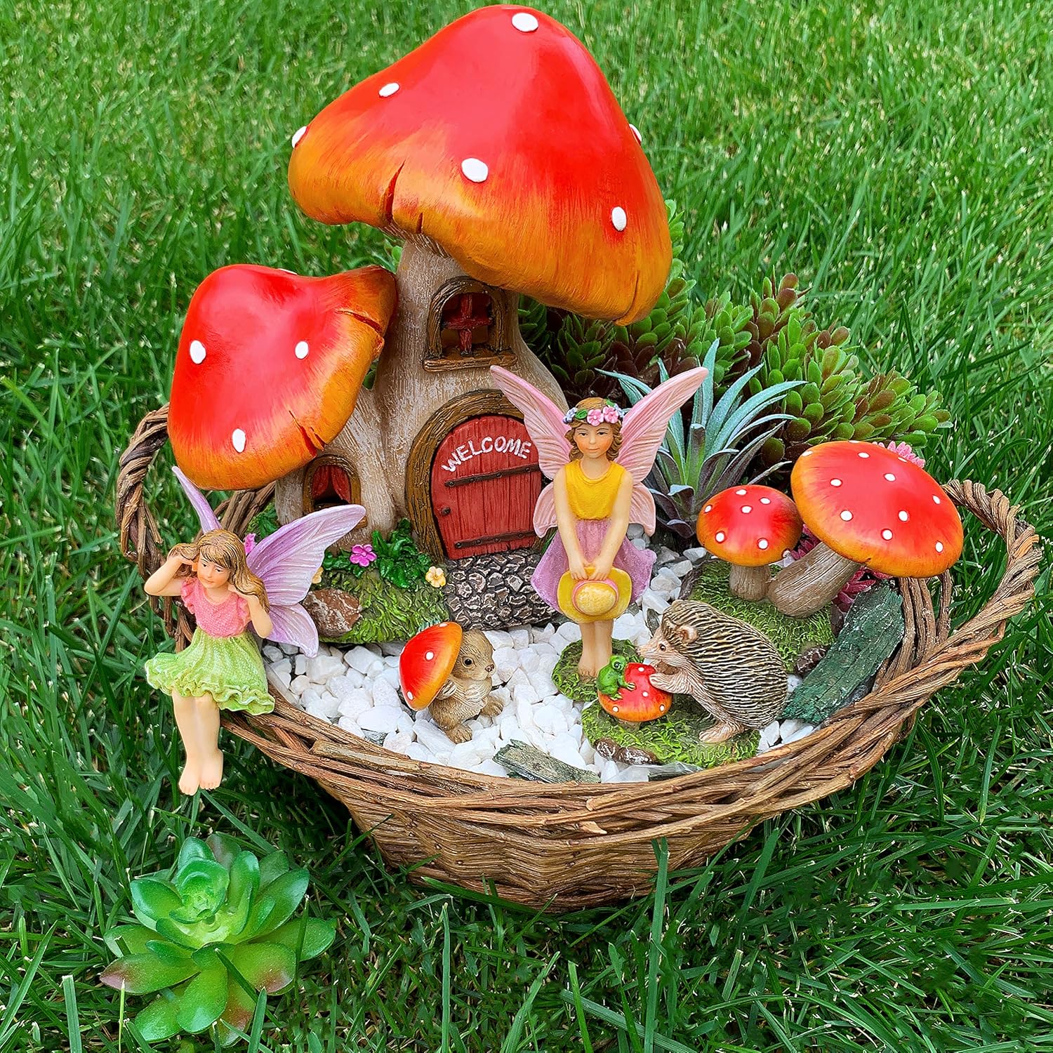 fairy garden mushroom house set of 6 pcs miniature figurines