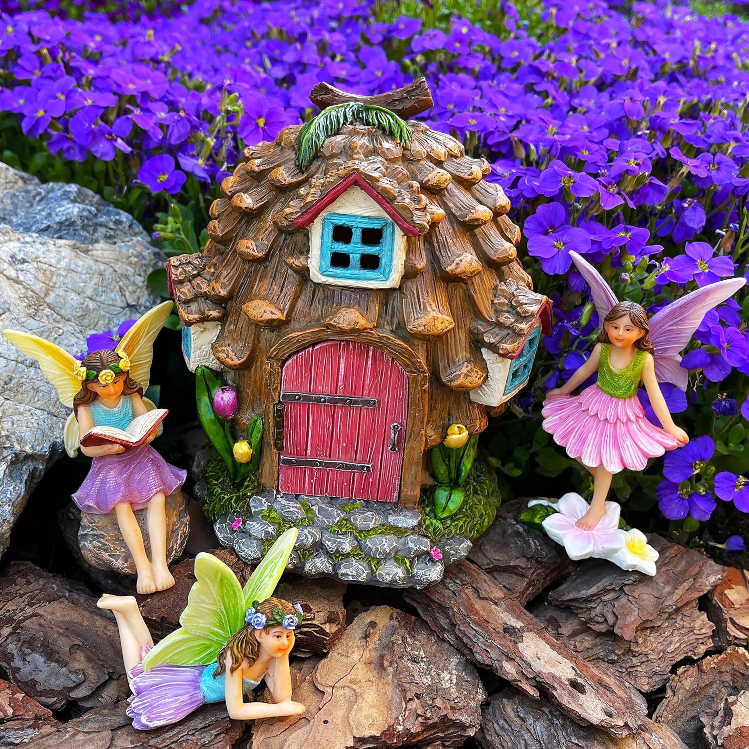 fairy garden pinecone fairy house kit of 4 pcs