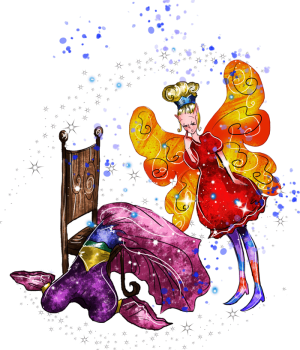 sparkled fairy looking at a fairy costume